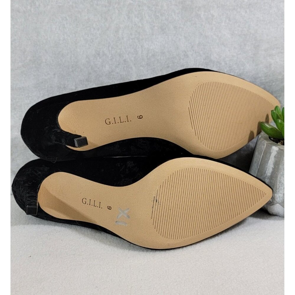 GILI Womens Black Velvet Alecia‎ Pumps Shoes High Heels Pointed Toe Size 9M - Picture 8 of 13